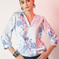 Floral Printed V-Neck Satin Top