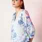 Floral Printed V-Neck Satin Top