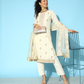 Floral Yoke Design Jacquard Kurta with Trousers & With Dupatta