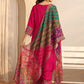 Pink Floral Printed Silk Blend A-line Suit Set