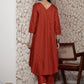 Women Solid Front Pleated A Line Kurta Set