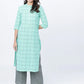 Women Green & Silver-Toned Printed Kurta with Palazzos & Dupatta