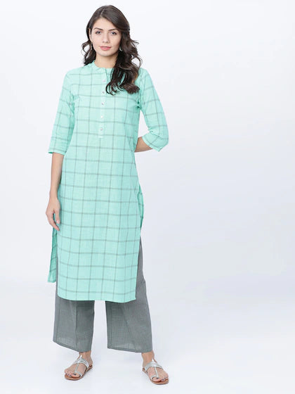 Women Green & Silver-Toned Printed Kurta with Palazzos & Dupatta