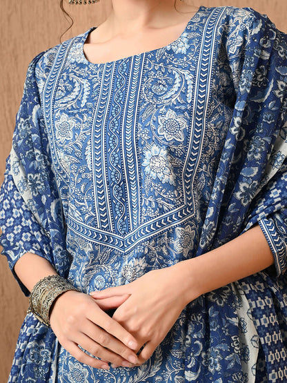 Women Floral Printed Regular Pure Cotton Kurta with Trousers & With Dupatta - Amy's Cart