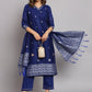 Geometric Woven Design Regular Straight Kurta & Trousers With Dupatta