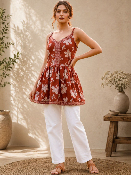 Women Floral Print Cotton Top