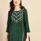 Green Embroidered Longline Top