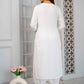 Round Neck Thread Work Kurta with Trouser & With Dupatta