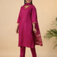 Women Cotton Blend Kurta Pant Dupatta Set