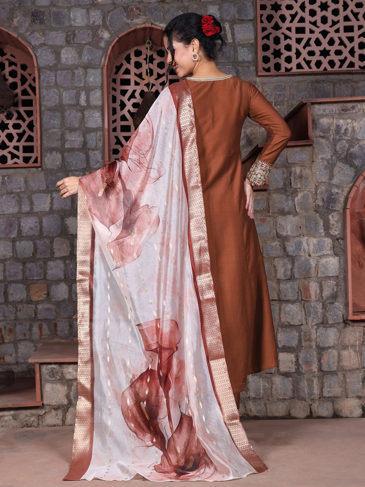 Women Cotton Silk Kurta Palazzo Dupatta Set