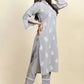 Women Grey Crepe Kurta Pant Set