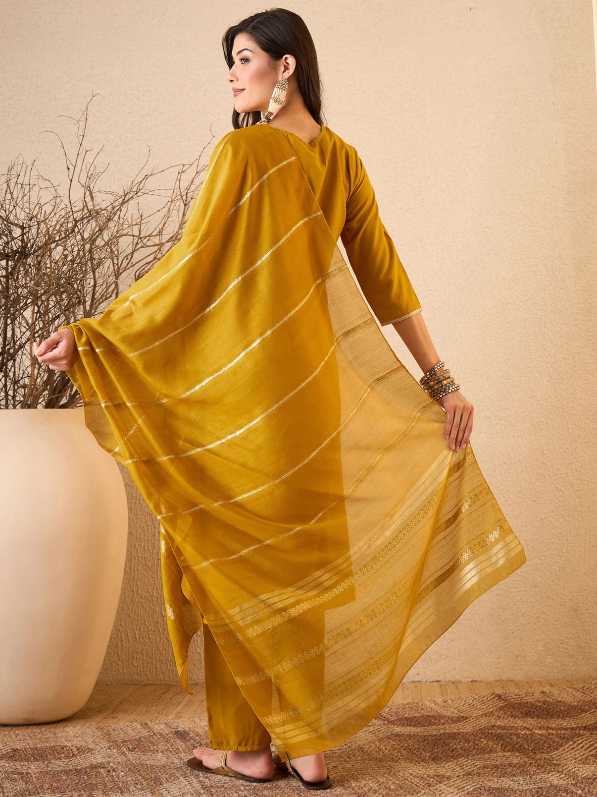 Women Viscose Rayon Kurta Pant Dupatta Set