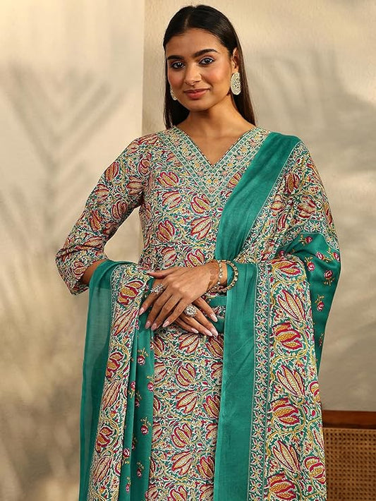 Women Ethnic Motifs Printed Regular Kurta with Trousers & With Dupatta