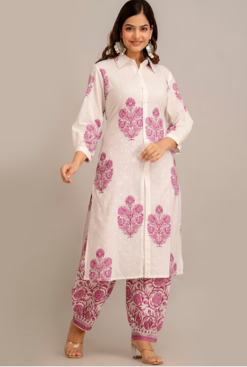 Ethnic Motifs Printed Pure Cotton Kurta with Patiala