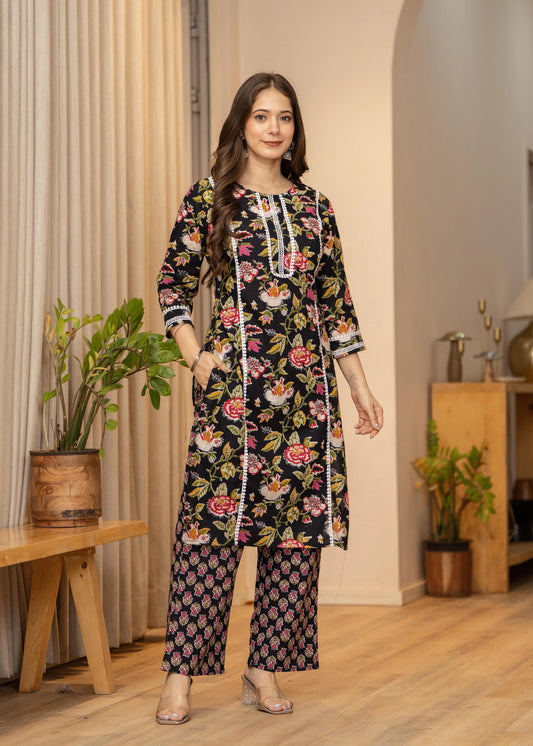 Women Pure Cotton Kurti Pant Set