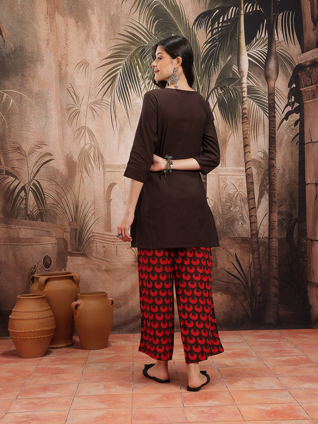 Yoke Design Cotton Kurta with Trousers - Amy's Cart
