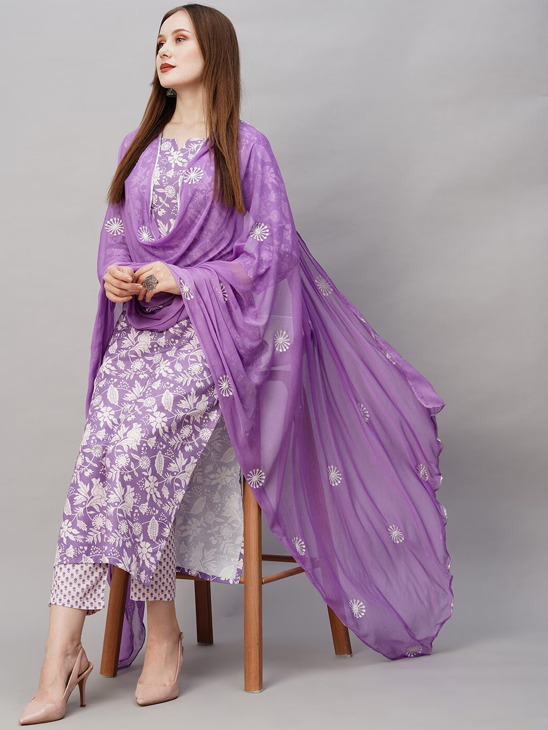 Women Ethnic Motifs Printed Regular Kurta with Trousers & Dupatta