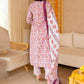 Floral Printed Kurta With Trousers & Dupatta