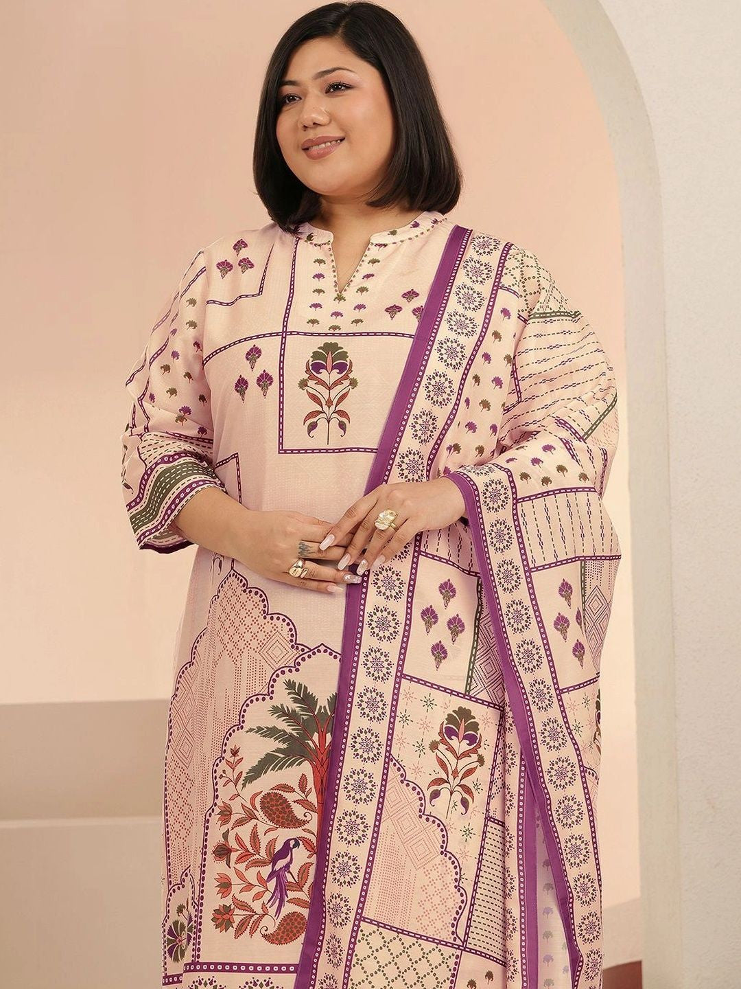 Women Ethnic Motifs Printed Regular Kurta with Trousers & With Dupatta