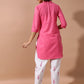 Mandarin Collar Short Straight Kurta With Dhoti Pants