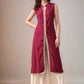 Mandarin Collar Sleeveless Gotta Patti Straight Kurta With Palazzo - Amy's Cart