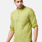 Men Green Printed Short Kurta