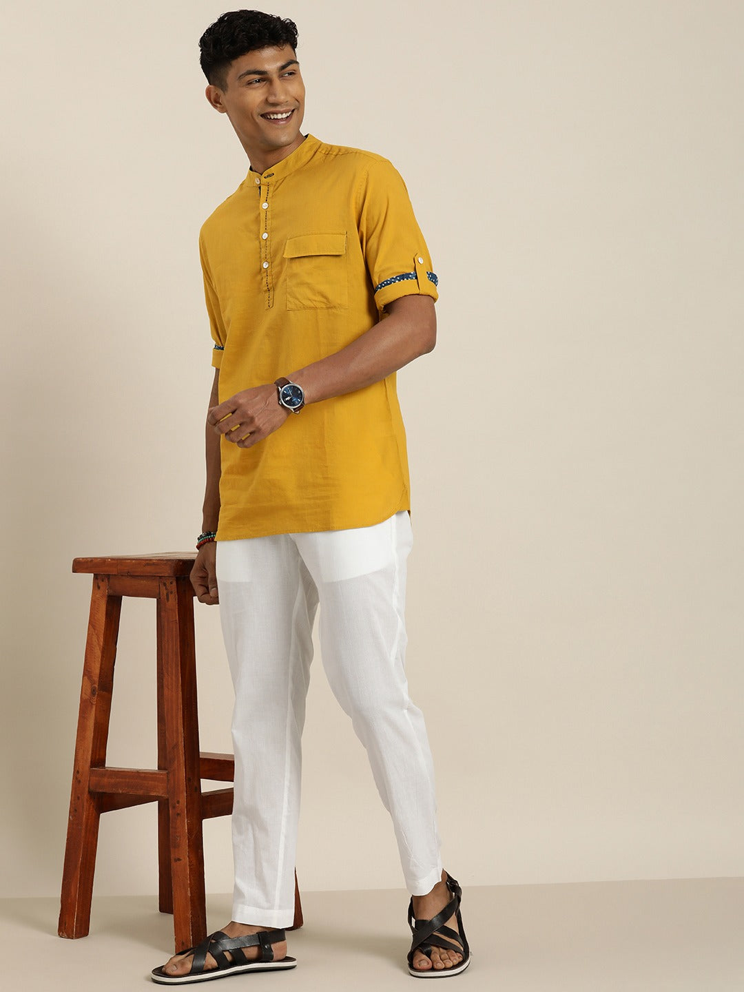 Men Solid Straight Kurta