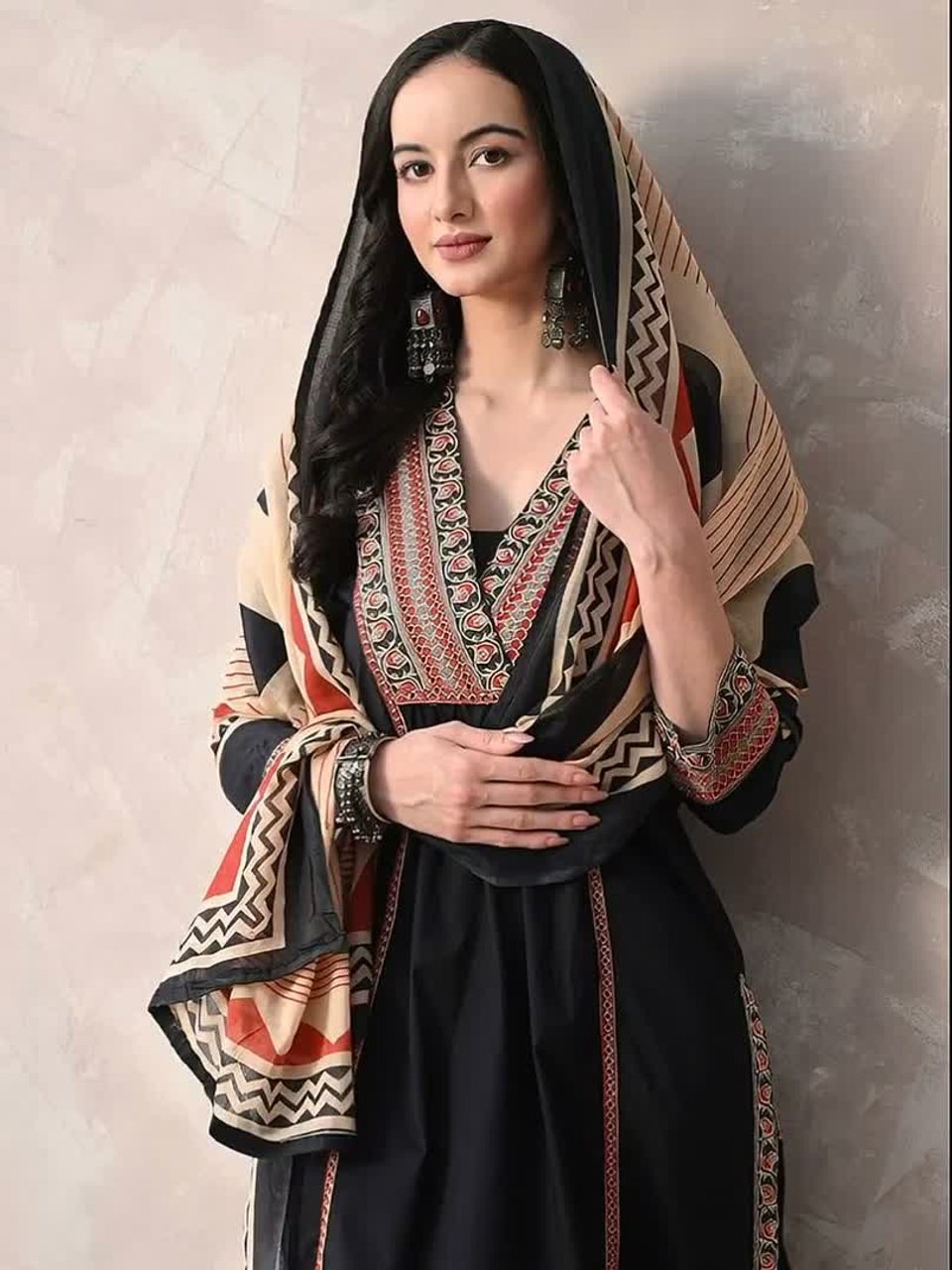 Floral Printed Sequinned Pure Cotton Kurta with Palazzos & With Dupatta