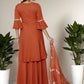 Women Printed Regular Pure Silk A-Line Kurta with Trousers & With Dupatta