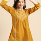 Mustard Yellow Embroidered Longline Top