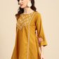 Mustard Yellow Embroidered Longline Top