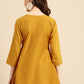 Mustard Yellow Embroidered Longline Top