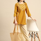 Mustard Yellow Embroidered Longline Top