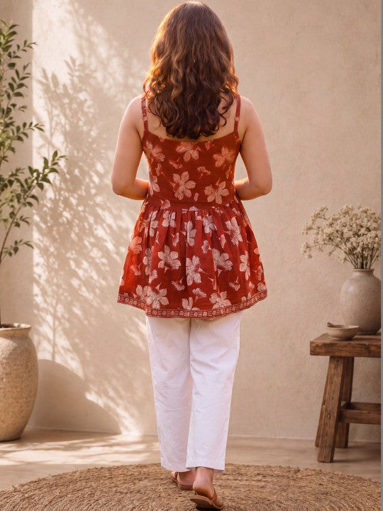 Women Floral Print Cotton Top