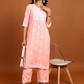 Peach Coloured Floral Embroidered Straight Kurta with Palazzos