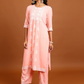 Peach Coloured Floral Embroidered Straight Kurta with Palazzos