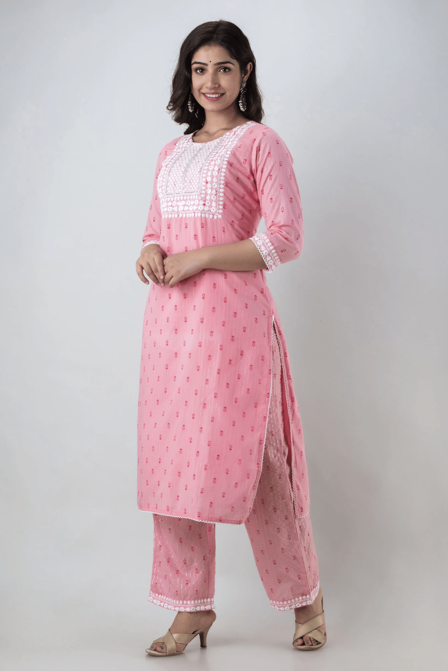 Women Pure Cotton Kurta Palazzo Dupatta Set