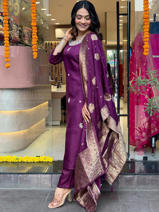 Ethnic Motifs Printed Kurta with Trousers & Dupatta