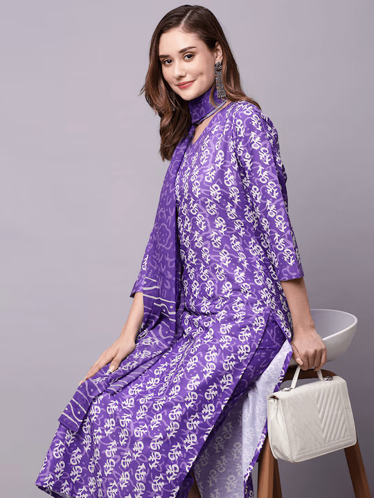 Ethnic Motifs Printed Kurta With Trousers & Dupatta