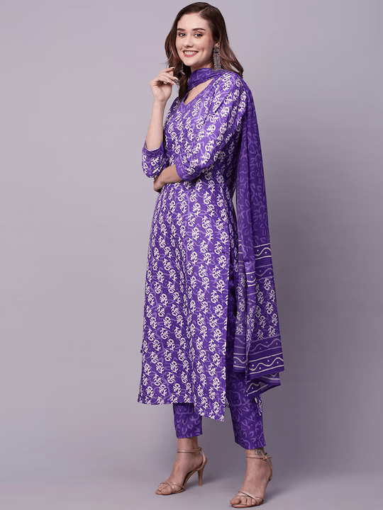 Ethnic Motifs Printed Kurta With Trousers & Dupatta