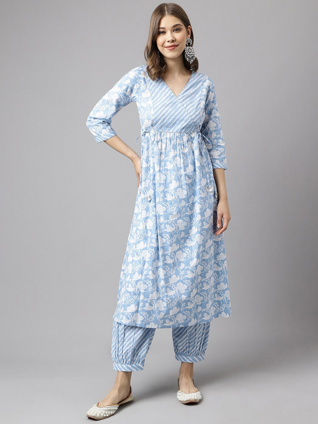 Floral Printed Pure Cotton Kurta with Salwar