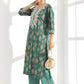 Green Ethnic Motifs Printed Thread Work Detailed Straight Kurta With Palazzo