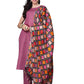 Women's Mauve Solid Cotton Blend Straight Kurta Pant Dupatta Set