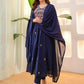Women Embroidery Solid Anarkali Kurta and Pant Set with Dupatta
