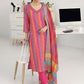 Women Striped Regular Thread Work Kurta with Trousers & With Dupatta
