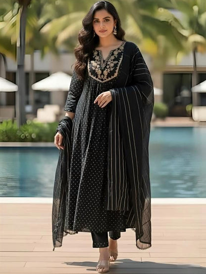 Women Ethnic Motifs Printed Panelled Kurta with Trousers & With Dupatta - Amy's Cart