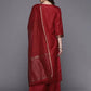 Women Red Cotton Blend Kurta Palazzo Dupatta Set