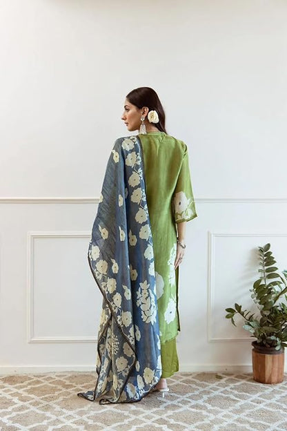 Women's Cotton Kurta Pant Dupatta Set