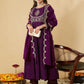 Women Woven Design Embroidered Anarkali Kurta with Trousers & Dupatta