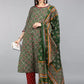 Women Green Pure Cotton Kurta Pant Dupatta Set